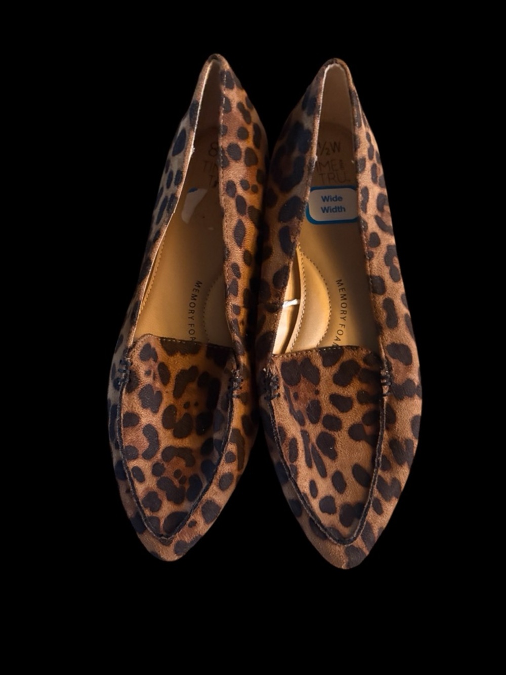 Time and Tru Leopard Print Pointed Toe Flats - Brown/Black
